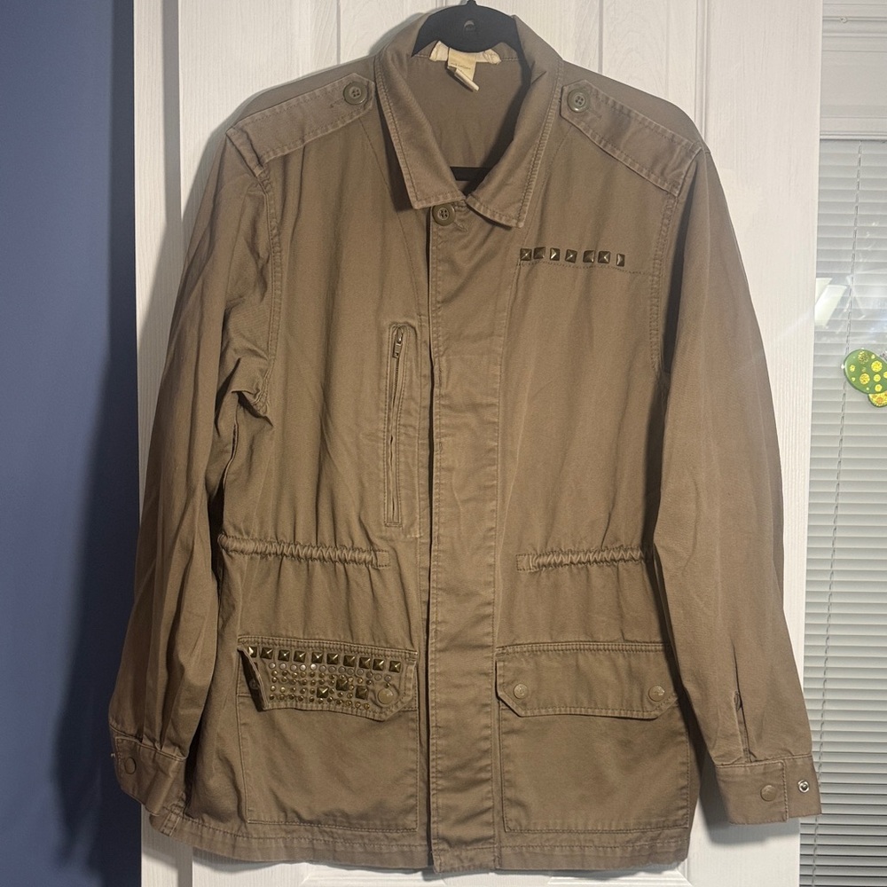 women’s Tan Studded Military Jacket